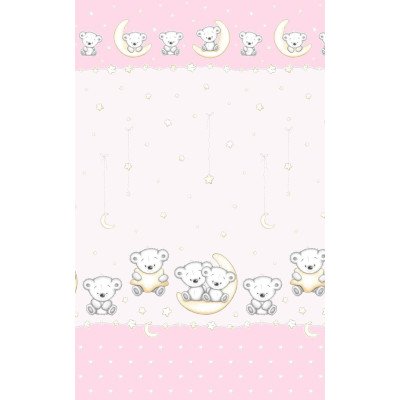 Lenjerie patut bebe cu 4 piese ursuletul pe semiluna roz