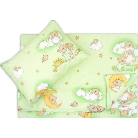 Lenjerie pat copii ursuletul somnoros verde 100 x 135 cm, 40 x 50 cm