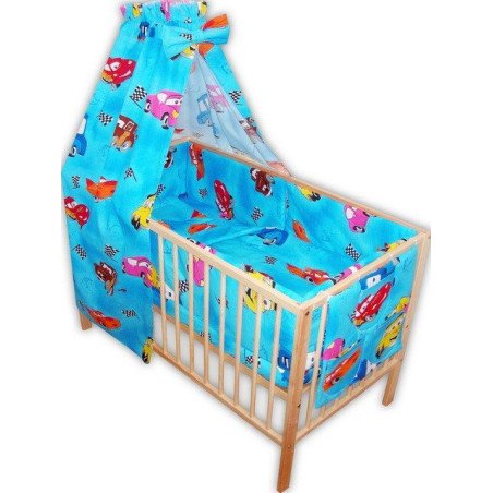 Lenjerie patut bebe cu 7 piese masinute