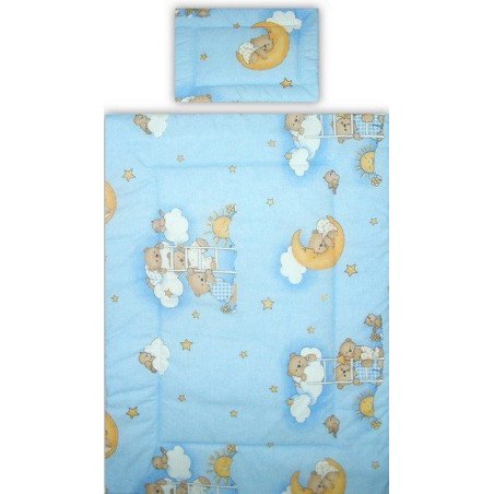 Lenjerie patut bebe cu 2 piese ursuletul somnoros albastru