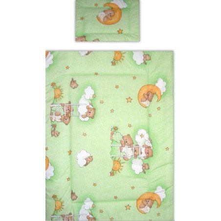 Lenjerie patut bebe cu 2 piese ursuletul somnoros verde