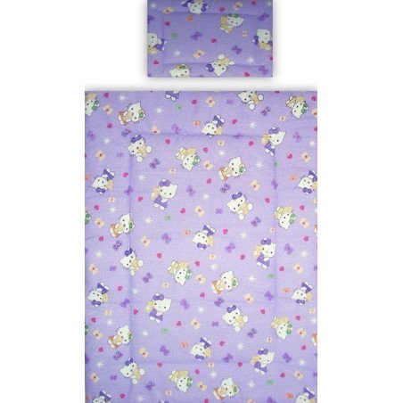 Lenjerie patut bebe din bumbac cu 2 piese pisicuta mov