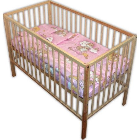 Lenjerie patut bebe cu 3 piese ursuletul somnoros roz