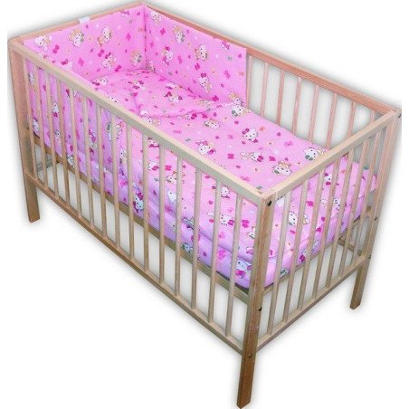 Lenjerie patut bebe cu 4 piese pisicuta roz