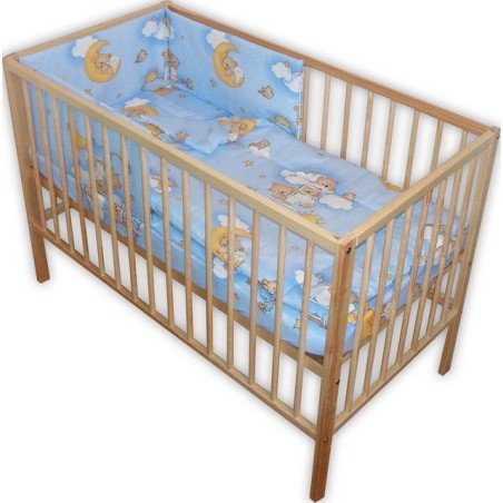 Lenjerie patut bebe cu 4 piese ursuletul somnoros albastru