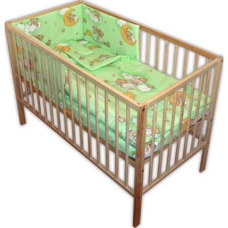 Lenjerie patut bebe cu 4 piese ursuletul somnoros verde