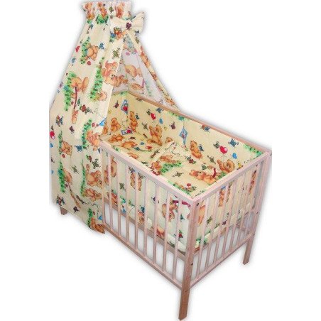 Lenjerie patut bebe cu 6 piese ursuletul pe balansoar cu baldachin