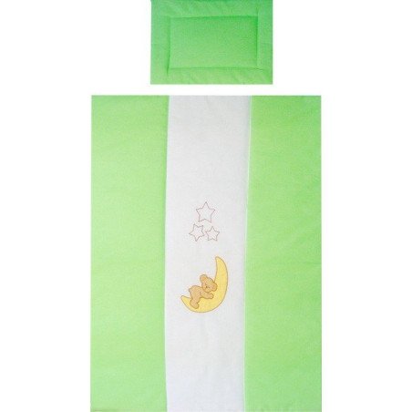 Lenjerie patut din bumbac brodat cu 2 piese verde