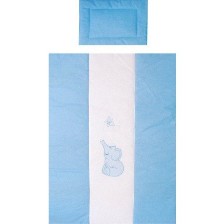 Lenjerie patut din bumbac brodat cu 2 piese albastru