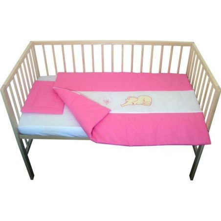 Lenjerie patut bebe cu broderie 3 piese roz