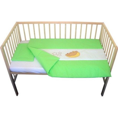 Lenjerie patut bebe cu broderie 3 piese verde
