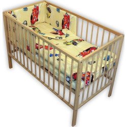 Lenjerie patut bebe cu 4 piese masinute crem