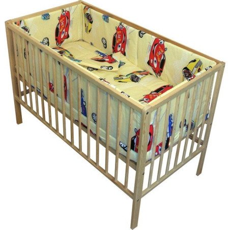 Lenjerie patut bebe cu 5 piese masinute crem