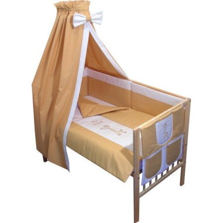 Lenjerie patut bebe brodat cu 7 piese maro