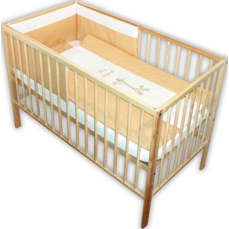 Lenjerie patut bebe cu broderie 4 piese bej