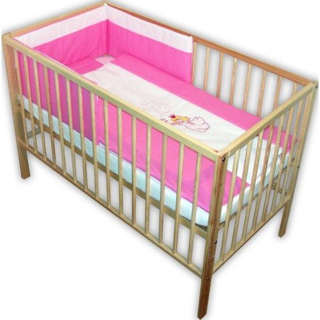 Lenjerie patut bebe cu broderie 4 piese roz