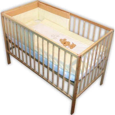 Lenjerie patut bebe cu broderie 4 piese crem