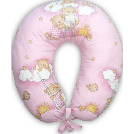 Perna de alaptat cu husa detasabila ursuletul pe semiluna roz