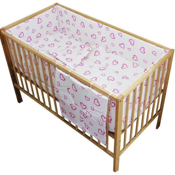 Lenjerie patut bebe cu 6 piese inimioare