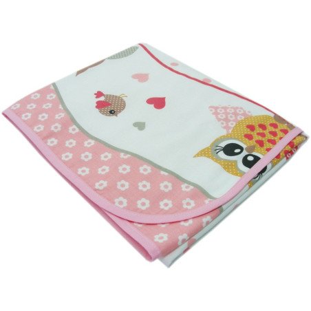 Paturica de vara din bumbac bufnite roz