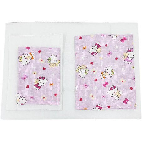 Fata de perna si plapuma din bumbac pisicuta roz 105x75 cm, 40x30 cm