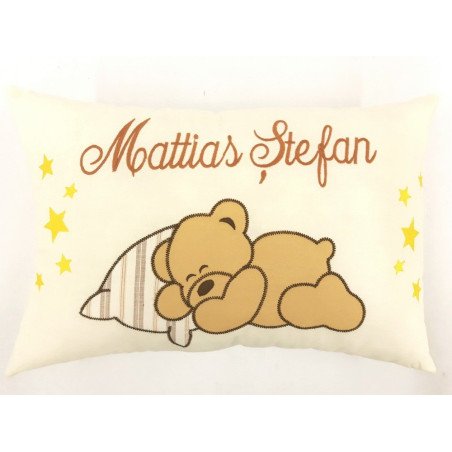 Perna brodata cu doua nume bej