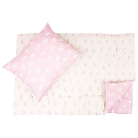 Lenjerie pat copii coronite roz cu doua fete 100x135 cm, 40x50 cm