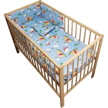 Lenjerie patut bebe cu 4 piese ursuletul si amicii albastru